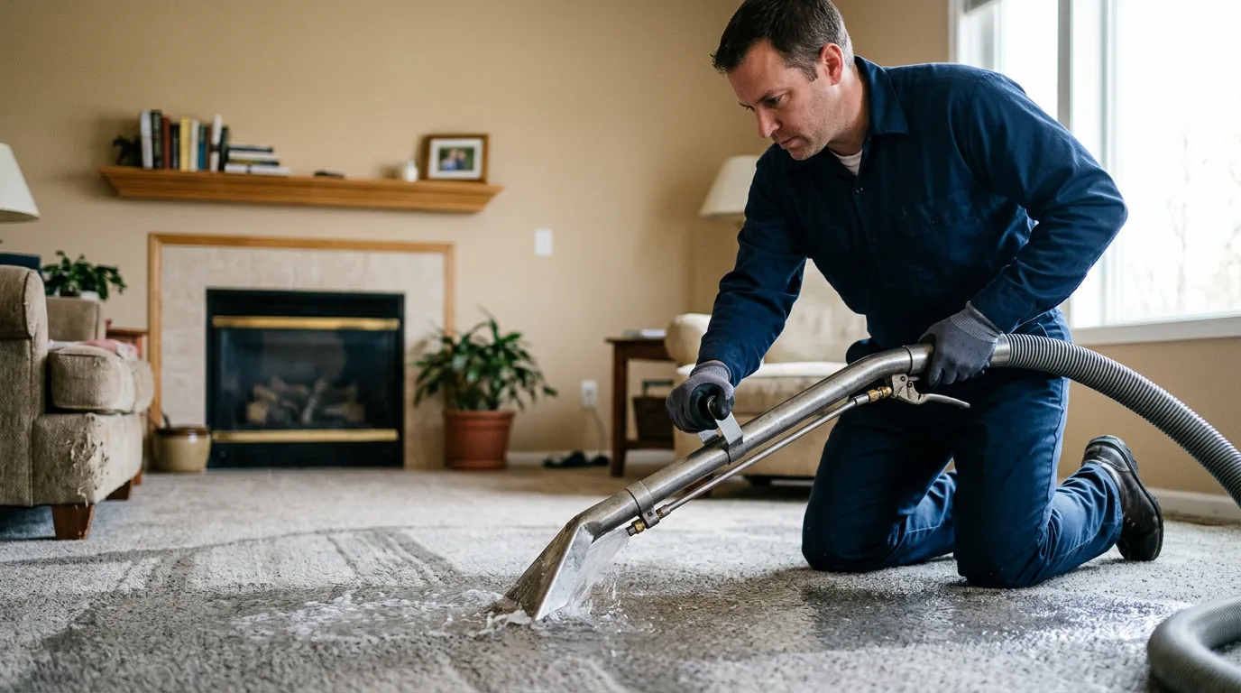 Water damage restoration technician working near Jamestown, IN